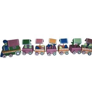 Vintage Cottontale Collection 7 PC Wooden Easter Train Set in box home decor